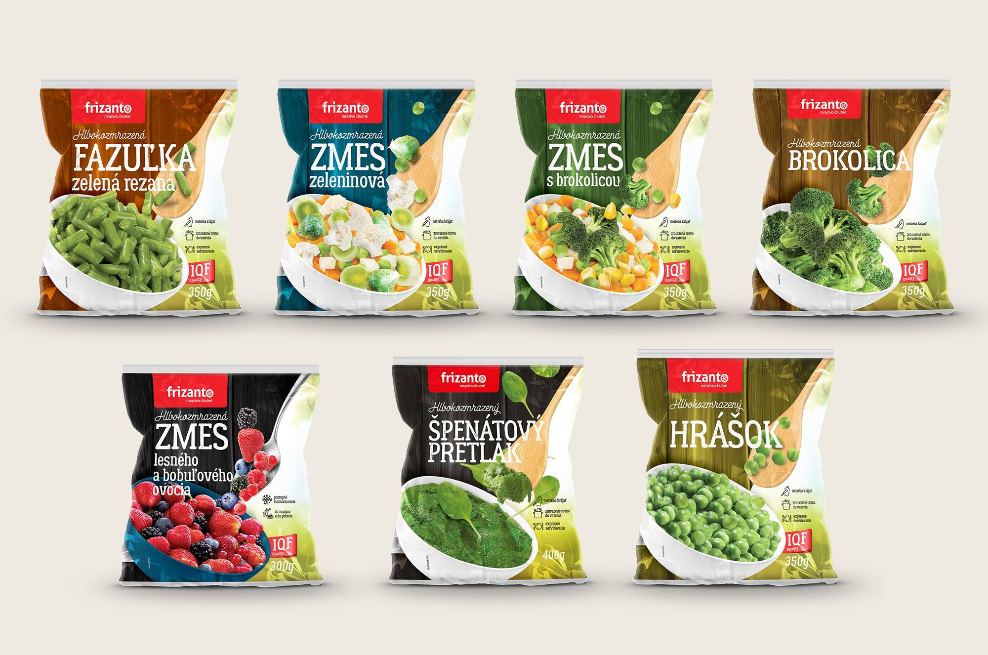 Mrazená zelenina Frizanto - Obalový dizajn