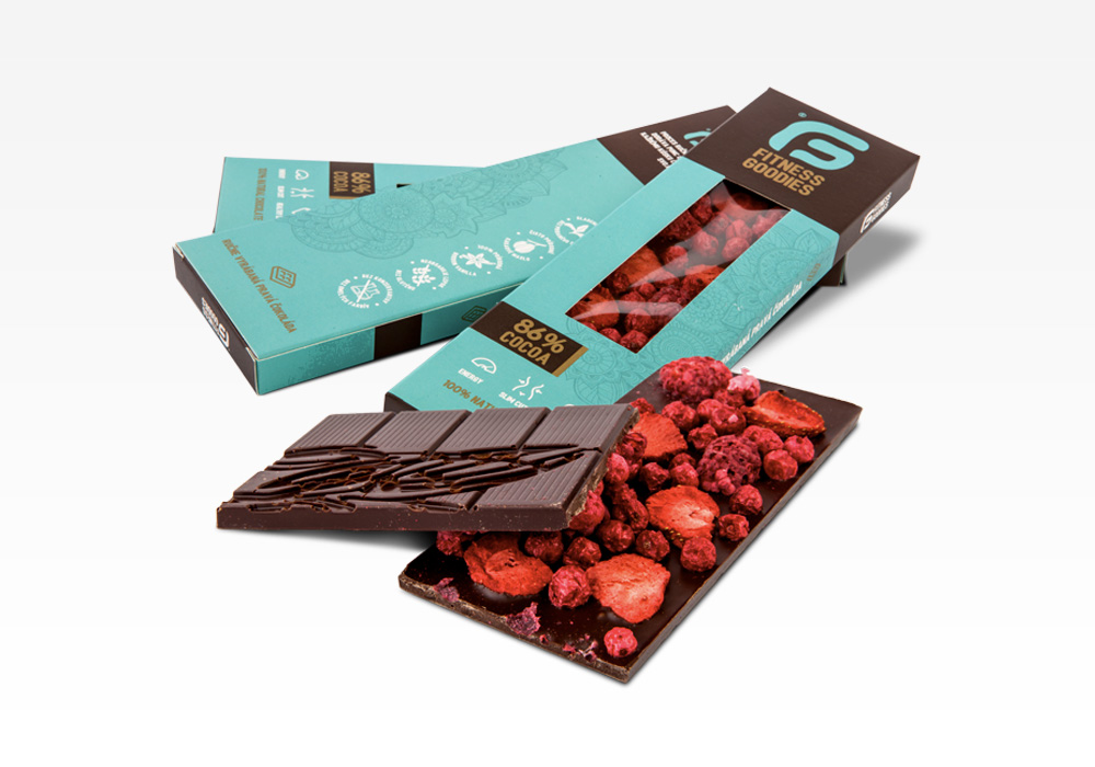 Exkluzívne zdravé čokolády - Obalový dizajn