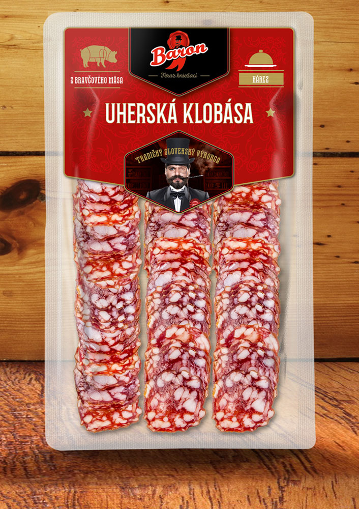 baron - uherská klobása - Obalový dizajn