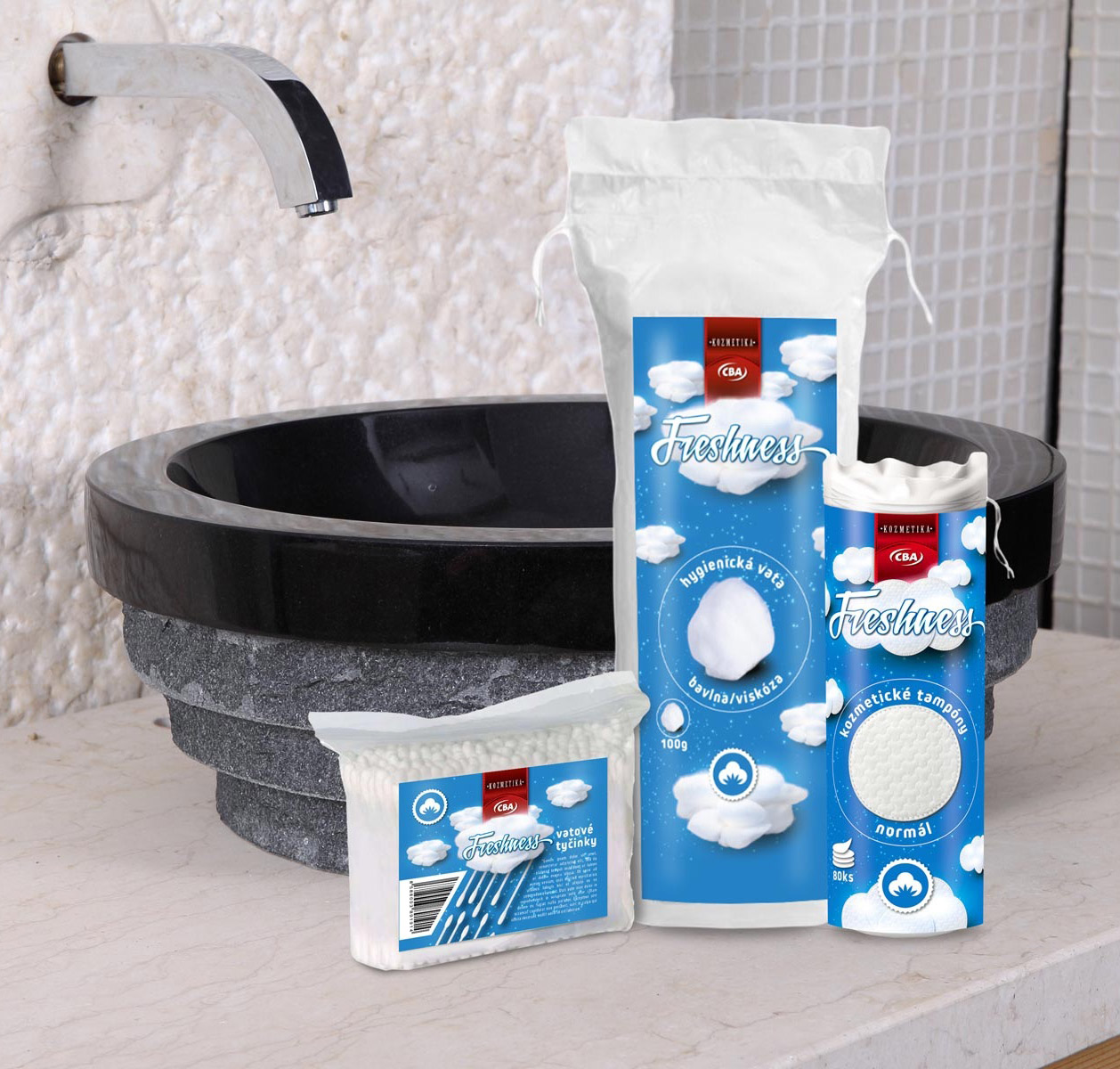 CBA Kozmetické tampóny - Obalový dizajn