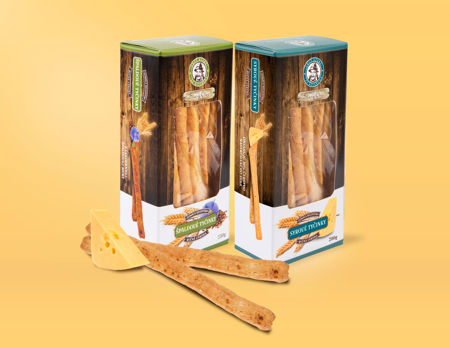 Tyčinky Starý Otec - Obalový dizajn